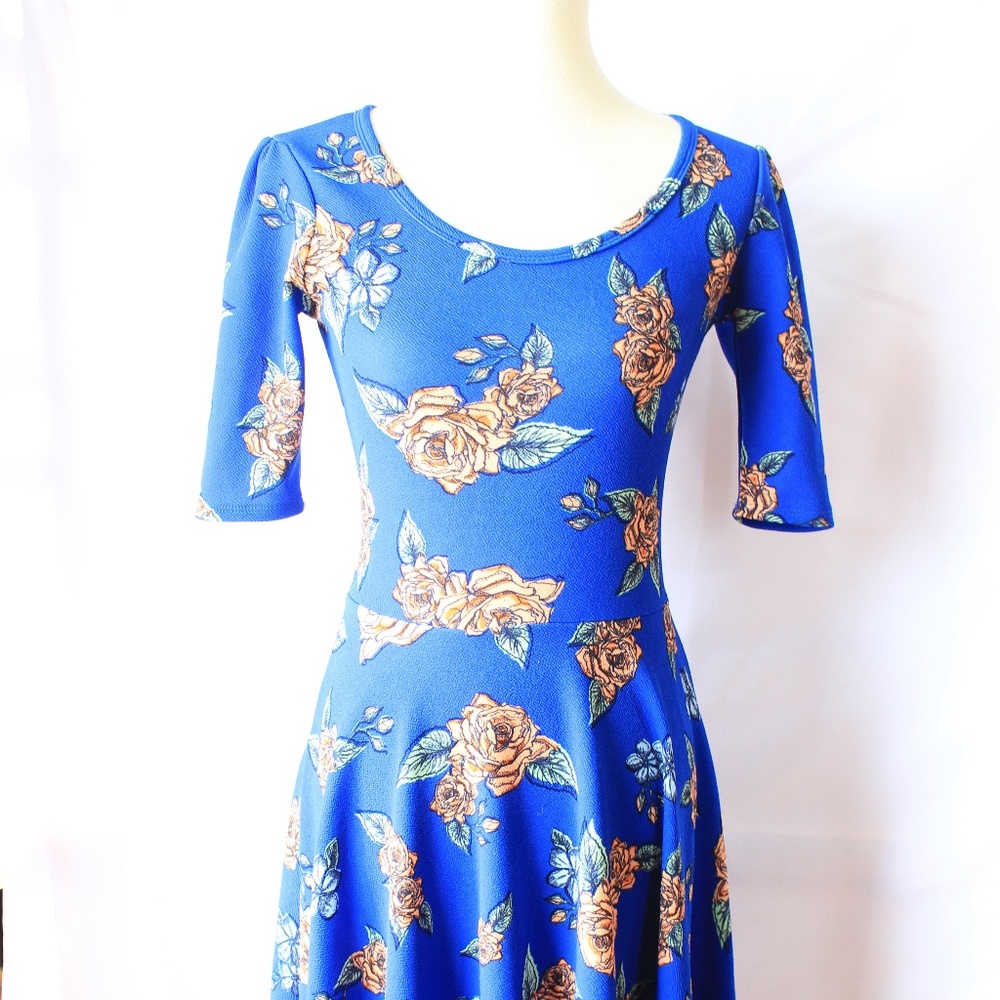 LuLaRoe Dress ~ Blue / Roses